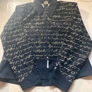 Elegant Black Script Print Jacket
